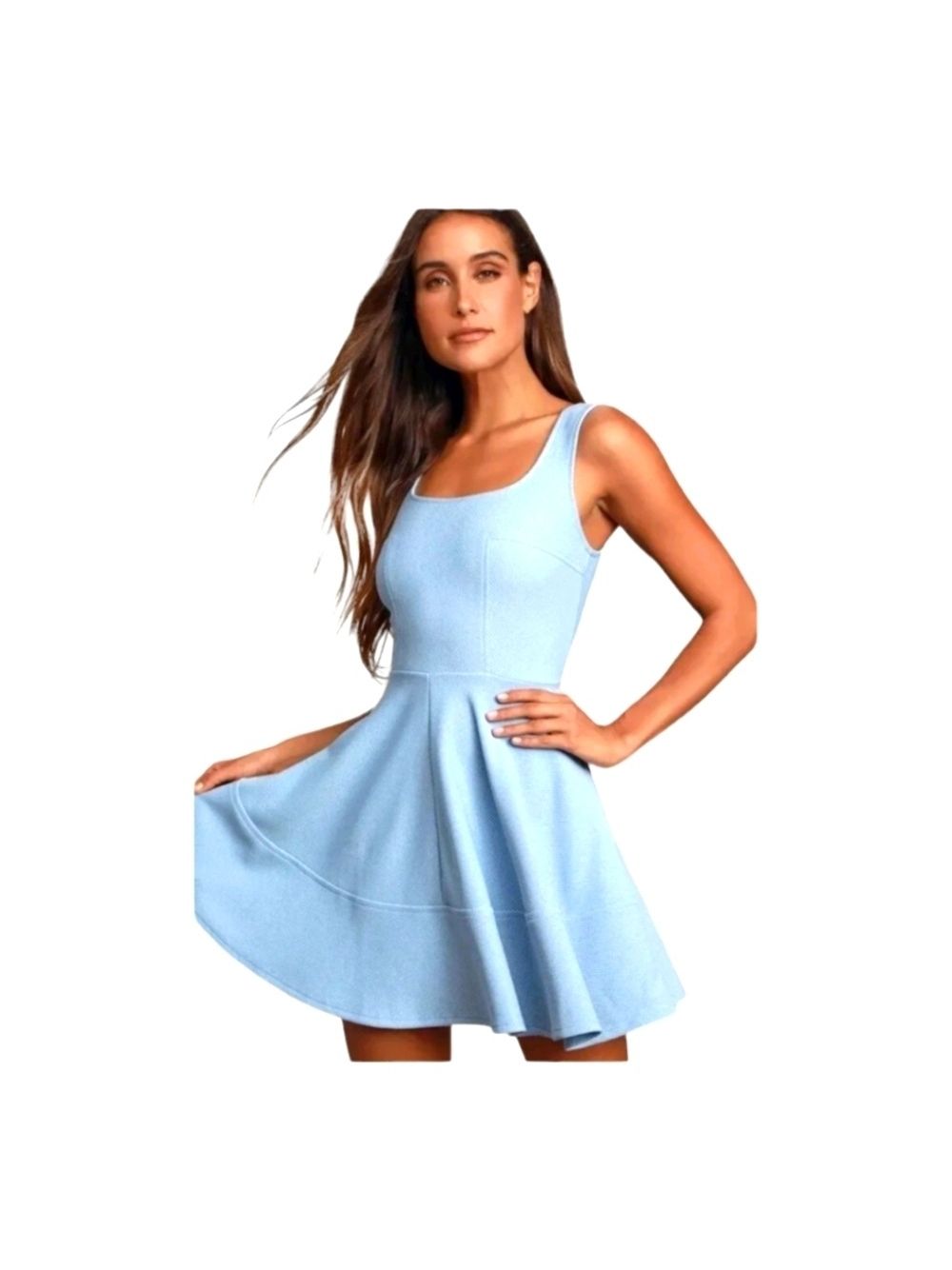 Lulu's Home Before Daylight Periwinkle Fit & Flare Skater Mini Dress Small Euc